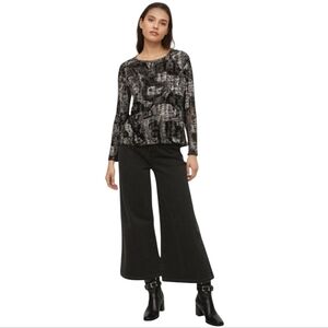 SnoSkins High Low Tunic Womens XS Black Velvet Burnout Top Whimsigoth Boho Artsy